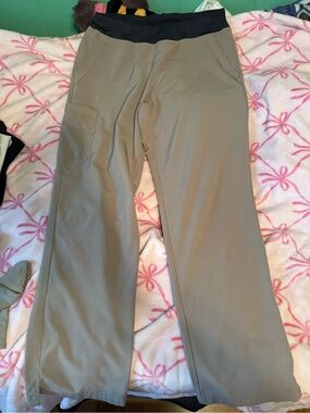 Wide Leg Tan Women's Wide Leg Scrub Pants with Black Elastic Waistband
